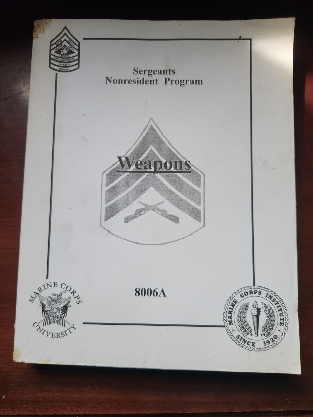 MCI 8006A Weapons Sergeants Nonresident Program USMC Course Manual